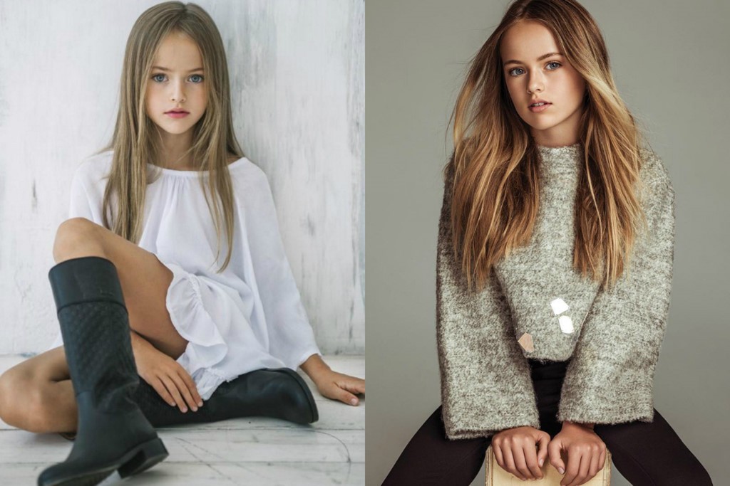 1. Kristina Pimenova (11 tuổi, Nga) được mệnh danh là  siêu mẫu trẻ nhất thế giới ở tuổi lên 8. "Thiên thần Nga xinh nhất thế giới" bắt đầu sự nghiệp từ năm 3 tuổi, thích thể thao và đi du lịch. Facebook của Kristina có 4,4 triệu lượt thích, trong khi Instagram hút gần 2 triệu fan. Mẫu nhí có hồ sơ khá ấn tượng khi quảng cáo cho các dòng thời trang trẻ em nổi tiếng, xuất hiện trên trang bìa tạp chí Vogue Bambini và hiếm khi trang điểm đậm. Ảnh: Nmplus, 4plebs.