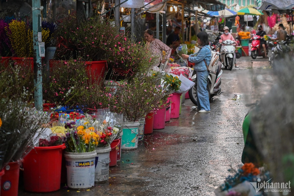 Những ngày này, nhiều tiểu thương tại các chợ hoa ở TP.HCM đã nhập cành đào từ phía Bắc vào để bán cho khách. Tại chợ hoa Hồ Thị Kỷ (quận 10) các loại hoa đào, tuyết mai đang bung nở, tạo không khí xuân tràn ngập.