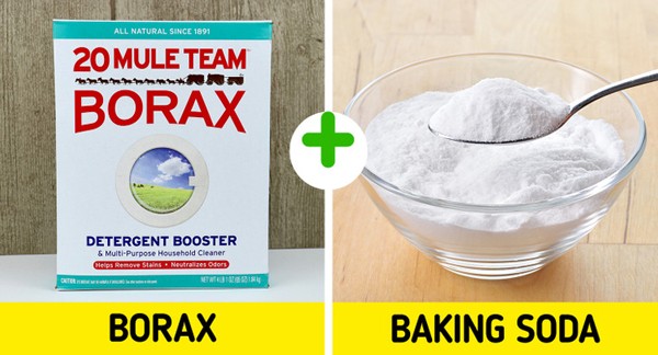 Làm sạch quần áo, vật dụng: Baking soda và borax có thể trộn với xà phòng trung tính để dùng làm chất tẩy rửa. Ngoài việc sử dụng trên quần áo của bạn, hỗn hợp có thể được sử dụng để lau sàn và khử mùi hôi. (Ảnh: BS)