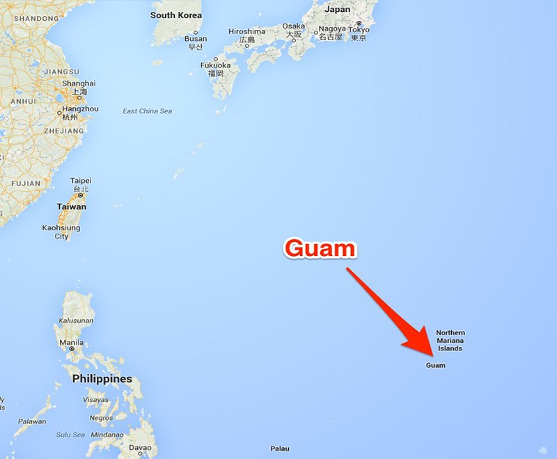  Đảo Guam của Mỹ nằm cách Triều Tiên khoảng 3.540 km và cách Hawaii khoảng 6.437 km. Vùng lãnh thổ này có diện tích 543,9 km2 với dân số khoảng 162.000 người. Ảnh: BI.