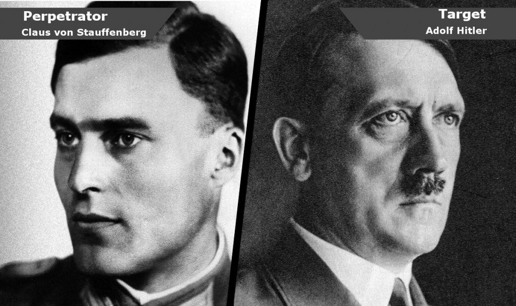 Người lên kế hoạch ám sát trùm phát xít Hitler năm 1944 là Claus von Stauffenberg cùng nhóm sĩ quan bất mãn người Đức. Trong ảnh là Stauffenberg (bên trái) và Adolf Hitler. Ảnh: Science ABC