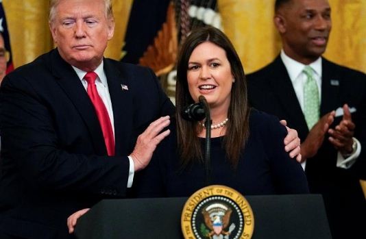 Ngày 13/6, Tổng thống Mỹ Donald Trump thông báo, Thư ký báo chí Nhà Trắng Sarah Sanders sẽ từ chức vào cuối tháng này và trở về bang quê nhà ở Arkansas. Ảnh: Euronews.