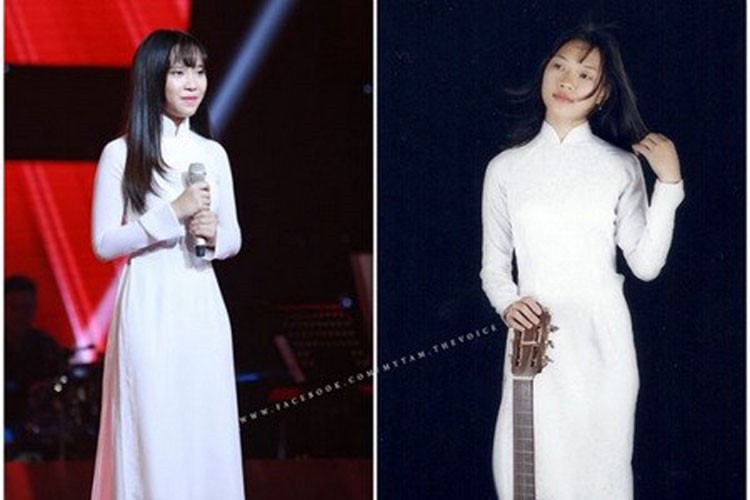 Xuất hiện trong vòng Giấu mặt của The Voice 2015, Bảo Uyên lập tức gây chú ý khi được nhận xét giống Mỹ Tâm hồi tham gia chương trình ca hát của Mực Tím năm 1998. Ảnh: Fanpage