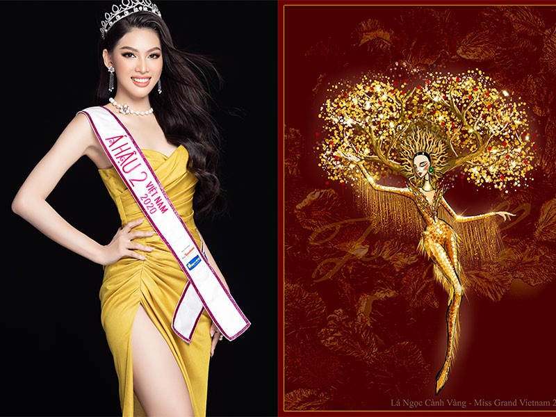 Quốc phục cho  Á hậu Ngọc Thảo tại cuộc thi Miss Grand International 2020 được thực hiện bởi NTK Tín Thái. Mới đây, Tín Thái chia sẻ hai bản vẽ phác thảo cho quốc phục.