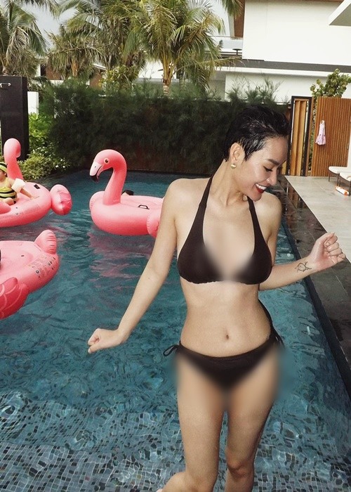 Trên trang cá nhân,  Trà My Idol vừa khoe ảnh bikini. Nữ ca sĩ được khen khéo giữ vóc dáng sau hai lần sinh nở.