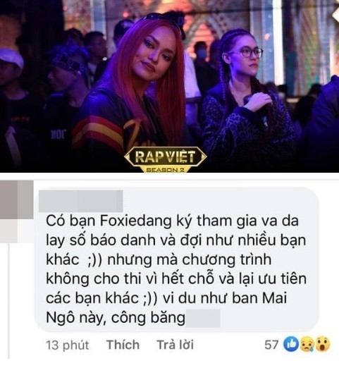  Mai Ngô chính thức xuất hiện tại vòng casting Rap Việt mùa 2 và được dự đoán là nhân tố chắc vé vào vòng trong. Tuy nhiên, thị phi dường như chưa hết đeo bám Mai Ngô khi cô bị cho là được BTC ưu ái cho vào casting trước dù xếp hàng sau.