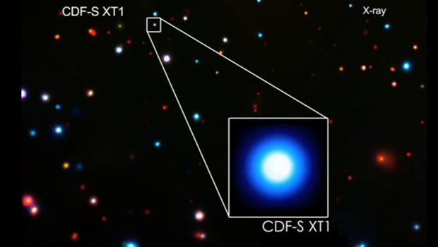 Đài quan sát tia X Chandra của NASA vừa công bố rằng họ đã tìm thấy một nguồn  tia X kỳ dị có tên là CDF-S XT1 nằm trong khu vực Chandra Deep Field South trong không gian.