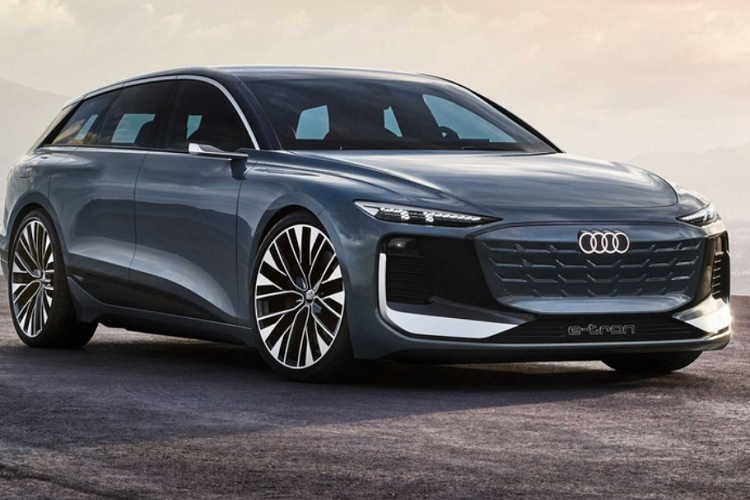  Audi A6 Avant E-Tron Concept mới sở hữu mặt trước "vừa quen vừa lạ" vì lưới tản nhiệt Singleframe đặc trưng của thương hiệu đã được đóng lại gần như toàn bộ, chỉ để hở các khe nhỏ hình chữ L và chữ U, hốc gió 2 bên cũng được làm lớn hơn so với A6 Avant thông thường.