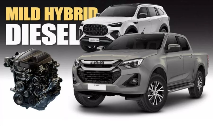 Hệ thống hybrid của  Isuzu mu-X và D-Max mới mang mã hiệu RZ4F, gồm động cơ diezel 2.2L công suất 161 mã lực và mô-men xoắn 400 Nm, đi kèm mô tơ điện. Kết hợp với đó là bộ tăng áp được nâng cấp, giúp tăng hiệu suất động cơ và cải thiện độ êm ái.