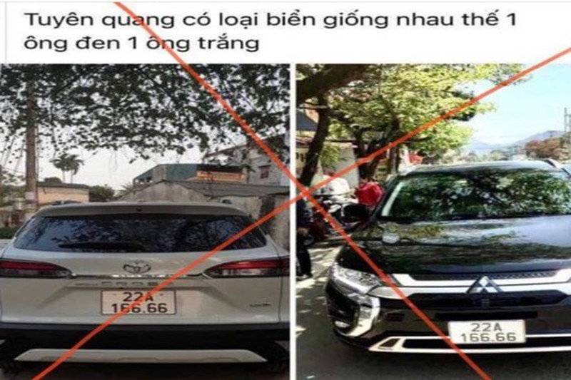 Ngày 7/4, Công an tỉnh Tuyên Quang cho biết, vào ngày 5/4, trên mạng xã hội Facebook lan truyền hình ảnh một chiếc xe ô tô TOYOTA COROLLA CROSS (màu sơn trắng) và một chiếc xe ô tô MITSUBISHI OUTLANDER (màu sơn đen) cùng mang biển số 22A-166.66. Được biết, giới chơi xe quan niệm, con số 166.66 có ý nghĩa là "sinh, lộc, lộc", tức nhân đôi lộc lá, được cho là biển số siêu đẹp.