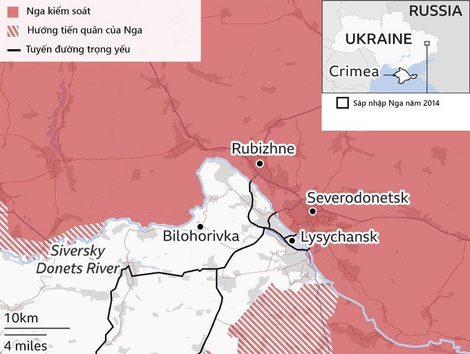 Khi Quân đội Nga chiếm toàn bộ thành phố Sieverodonetsk và uy hiếp Lisichansk, các lực lượng quân tinh nhuệ của Ukraine phòng thủ tại đây đã bị tổn thất nặng nề; chủ yếu do  hỏa lực pháo binh của Quân đội Nga.