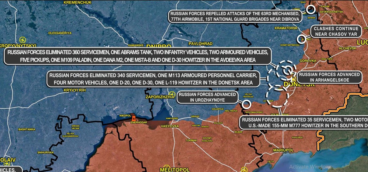 Vào ngày 27/4, trên chiến trường Donbass,  Quân đội Nga tiếp tục mở các cuộc tấn công theo ba hướng Bakhmut, Avdiivka và Marinka. Đặc biệt là trên hướng phía tây bắc Avdiivka với kiểu tấn công ban đêm, vốn là “đặc sản” của Quân đội Ukraine.