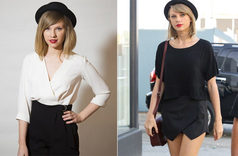 Mái tóc vàng, chân dài, mắt xanh, Rose Nicholas (trái) được cho là có ngoại hình rất giống và là  bản sao Taylor Swift (phải).