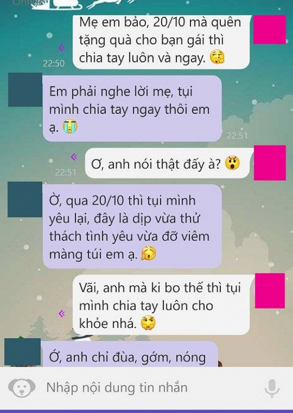 Mới đầu tháng, lần lượt từ vợ, người yêu và thậm chí là mẹ thay nhau "hỏi thăm" cánh mày râu để đòi quà  ngày 20/10.