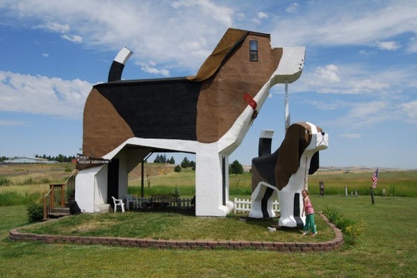 Khách sạn hình chú chó mang tên Dog Bark Park Inn là một địa điểm thú vị tại Cottonwood, Idaho. Ngôi nhà có chiều cao 9 mét được xây dựng từ năm 2003. Các du khách phải đặt trước thì mới có cơ hội ngủ qua đêm và thưởng thức bữa sáng ở trong  ngôi nhà độc đáo này.