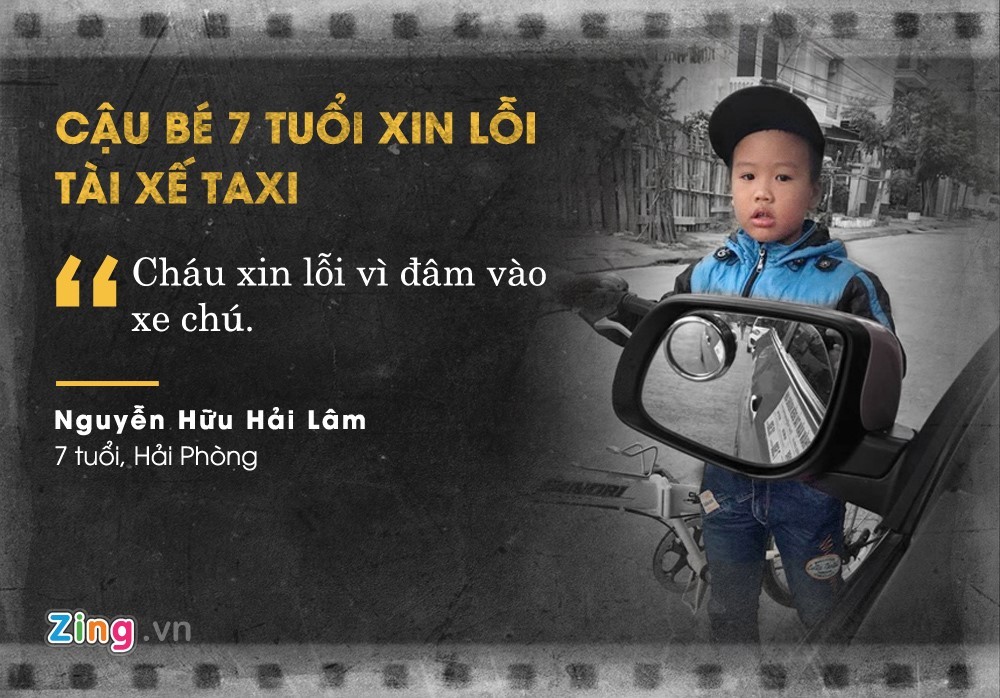 Sáng 3/12, câu chuyện Hải Lâm (học sinh lớp 2) khoanh tay xin lỗi khi đi xe đạp tông trúng taxi trở thành tâm điểm chú ý trên mạng. Phần lớn mọi người đều bày tỏ sự cảm kích, khen ngợi hành động trung thực, dám chịu trách nhiệm của cậu bé 7 tuổi. Ảnh: Hùng Sơn.