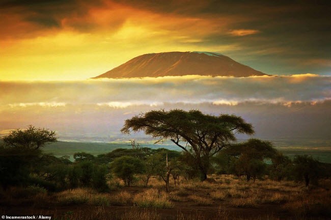 Kilimanjaro, Tanzania: Với độ cao 5.900 m, núi lửa Kilimanjaro là ngọn núi cao nhất ở châu Phi. Mặc dù nằm gần đường xích đạo, đỉnh của ngọn núi này được bao phủ bởi băng tuyết. Nhưng nếu tốc độ ấm lên toàn cầu vẫn tăng như hiện nay, băng ở đây sẽ biến mất hoàn toàn vào năm 2060. Đây được xem là một trong những  kỳ quan đẹp nhất thế giới.