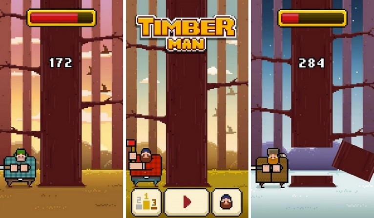 Timberman một game mới ra đời đã chứng tỏ sức hút khi mức tải tăng đột biến vào ba ngày cuối tuần vừa rồi, đạt 1 triệu lượt tải (trong tổng số 2,5 triệu lượt tải game của App store).