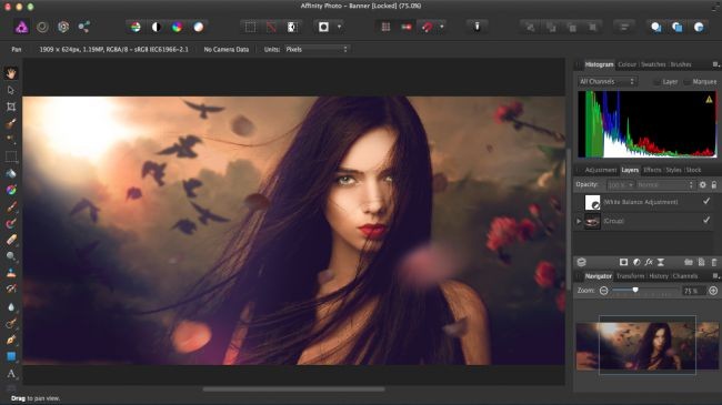 Serif Affinity Photo là  phần mềm chỉnh sửa ảnh chuyên nghiệp cho máy tính Mac. Phần mềm mang đến bộ công cụ mạnh mẽ và nâng cao nhưng vẫn giữ được giao diện và cách dùng đơn giản. Ảnh: Techradar.