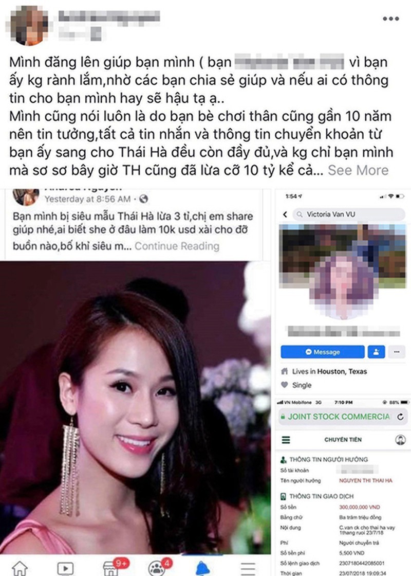 Mới đây, cư dân mạng xôn xao trước tin đồn  siêu mẫu Thái Hà lừa số tiền gần 10 tỷ. Ảnh: Tri thức trẻ.