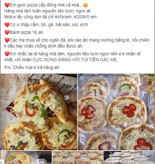 Khoảng một tháng nay, trên chợ mạng xuất hiện nhiều người bán pizza cấp đông với giá rất rẻ từ 40.000 - 60.000 đồng/chiếc.