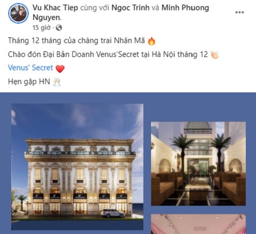 Mới đây, trên trang Facebook cá nhân,  Vũ Khắc Tiệp khiến dân mạng sục sôi khi tiết lộ sẽ xây dựng thêm một dinh thự mới tại Hà Nội vào tháng 12 sắp tới.