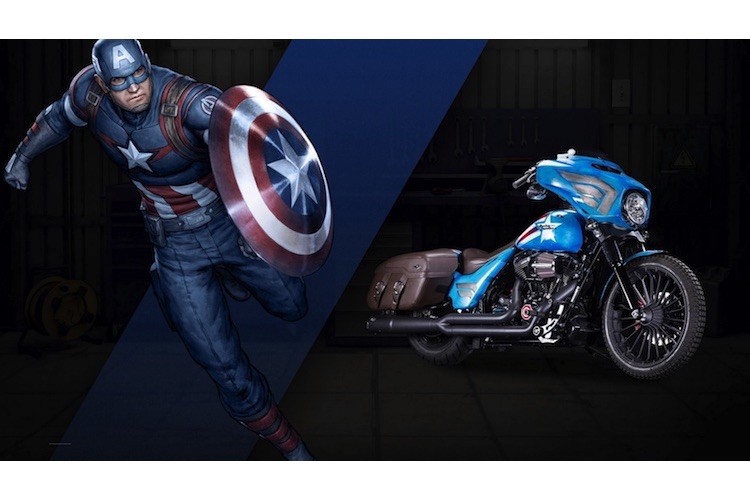 Dàn xe  Harley-Davidson độ phong cách siêu anh hùng Marvel đã bắt đầu từ khi Harley muốn hợp tác cùng Marvel để tạo ra một mẫu xe độ từ chiếc Street Glide nhằm kỷ niệm 75 năm ngày nhân vật Captain America lần đầu xuất hiện trên truyện tranh.