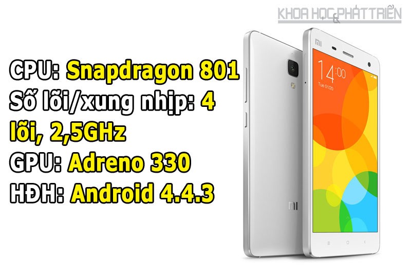  Điện thoại Xiaomi Mi 4 có khung viền bằng thép, mặt lưng sử dụng chất liệu nhựa.