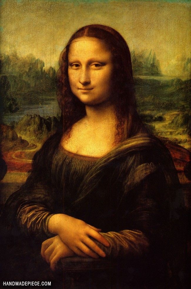  1. "Mona Lisa" - Leonardo da Vinci (1503-1506). Có lẽ là  bức tranh nổi tiếng nhất trong lịch sử, "Mona Lisa" miêu tả một người phụ nữ với nụ cười bí ẩn, được xem như đỉnh cao của nghệ thuật Phục hưng. Ảnh: Pinterest.