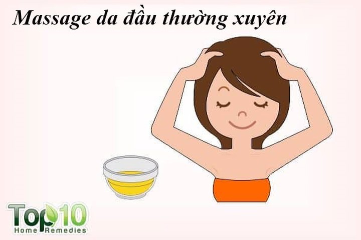 Massage da đầu thường xuyên: Có lẽ phương pháp ít tốn kém nhất để kiểm soát  rụng tóc là massage da đầu. Massage da đầu với tinh dầu giúp tăng lưu lượng máu đến nang lông, chăm sóc da đầu và tăng cường sức mạnh của rễ tóc của bạn. Nó cũng sẽ giúp thư giãn và giảm cảm giác căng thẳng - lý do phổ biến đằng sau rụng tóc.