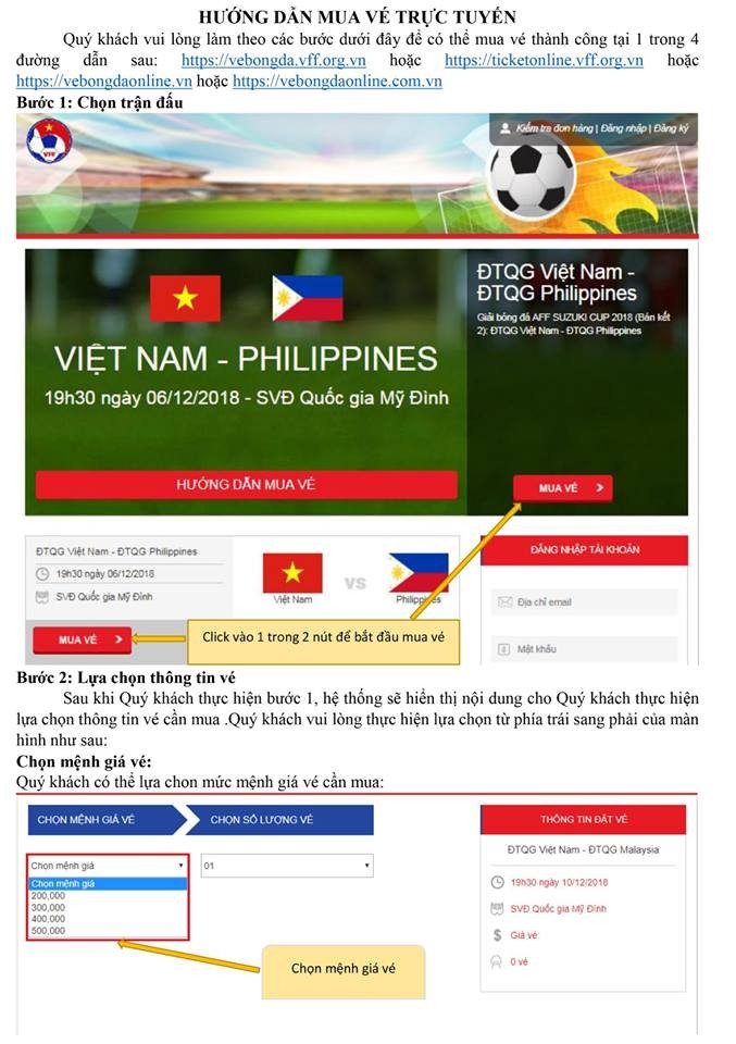 ĐT Việt Nam đã chính thức đặt chân vào bán kết  AFF Cup 2018 với đối thủ là Philippines. Ngay lúc này, sự quan tâm của NHM chính là tấm vé để xem trận bán kết lượt về trên SVĐ QG Mỹ Đình vào tối ngày 6/12 tới.