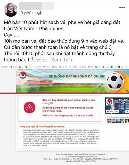 Sáng 28/11 hầu hết tất cả NHM bóng đá của Việt Nam đều trong chờ để mua được  vé AFF Cup 2018 cho trận lượt về được tổ chức trên SVĐ QG Mỹ Đình vào ngày 6/12.