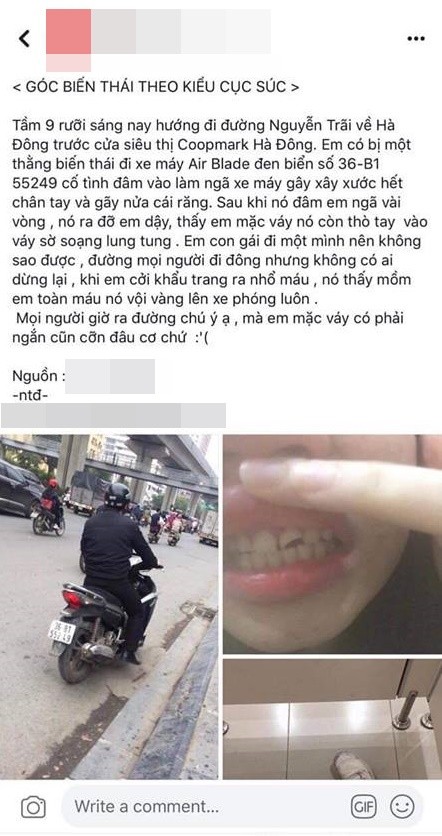 Những ngày vừa qua, liên tiếp các vụ  kẻ biến thái sàm sỡ trẻ nhỏ và phụ nữ được dân mạng đăng tải lên MXH. Mới đây nhất, nickname T.D đã chia sẻ tình huống bị tên biến thái với thủ đoạn tinh vi để chạm vào chỗ kín của cô.