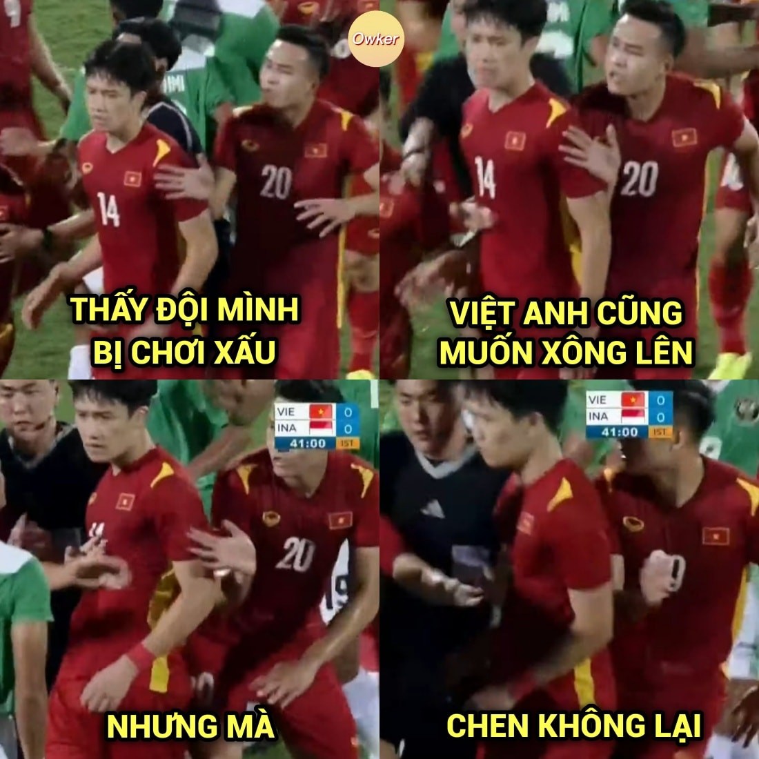  Ảnh chế bóng đá ngày qua tập trung xung quanh trận mở màn giữa U23 Việt Nam và U23 Indonesia tại môn bóng đá nam SEA Games 31. Với tính chất căng thẳng, cả 2 đội liên tục có những pha va chạm trên sân.