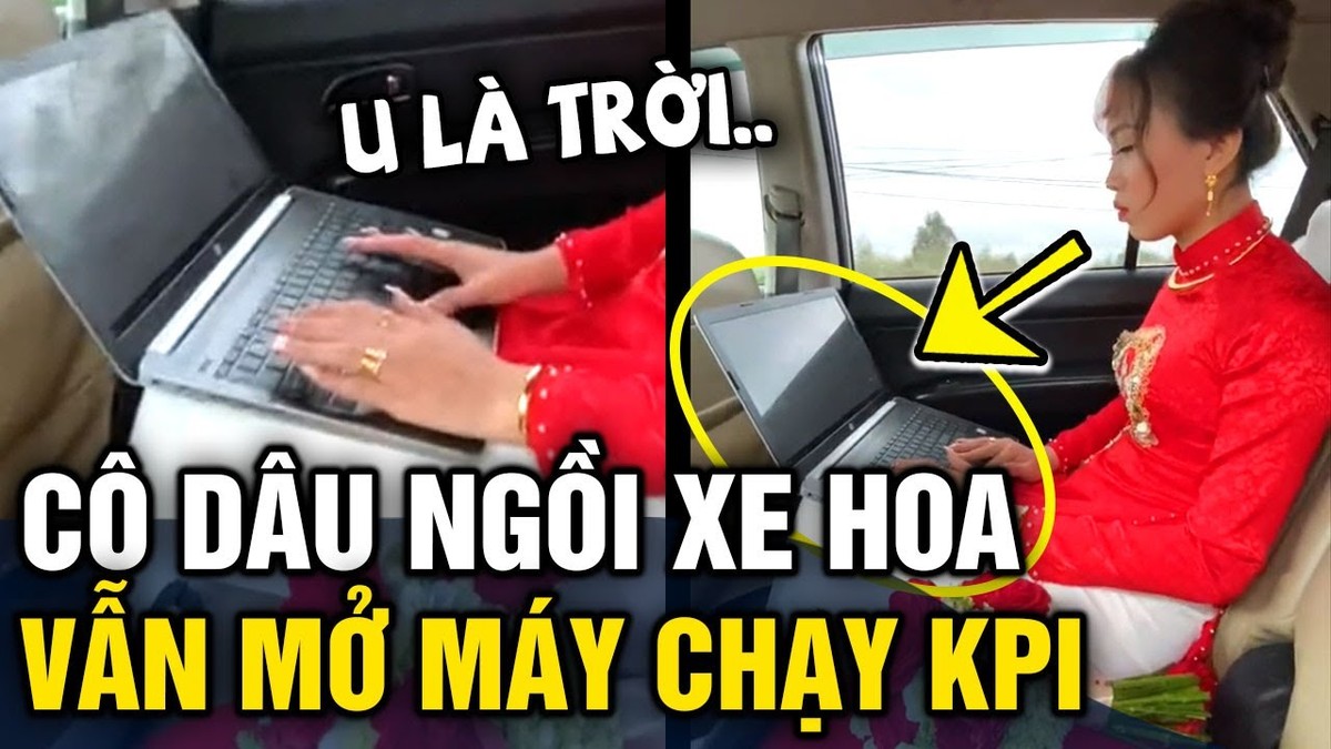 Mới đây trên mạng xã hội, đoạn clip ghi lại cảnh một cô dâu ngồi trên xe hoa trong ngày cưới vẫn tranh thủ mở laptop ra để làm việc tránh deadline dí thu hút sự chú ý của nhiều.