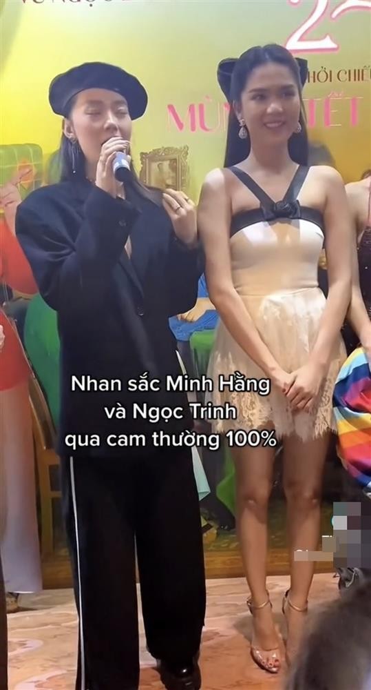 Mới đây,  Ngọc Trinh gây chú ý khi xuất hiện cùng Minh Hằng tại một buổi chiếu phim có cô làm diễn viên chính.