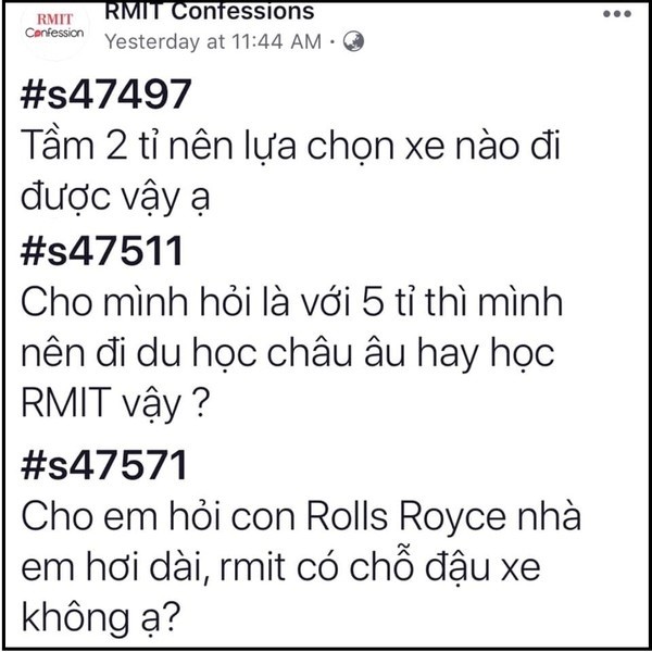 Ai cũng biết  RMIT là ngôi trường 'VIP', khi học phí rất đắt đỏ, sinh viên thì đa số đều là con nhà có điều kiện. Theo như thông tin học phí được công khai trên website của trường, thì 1 năm, sinh viên phải bỏ ra cả tỷ là chuyện bình thường.