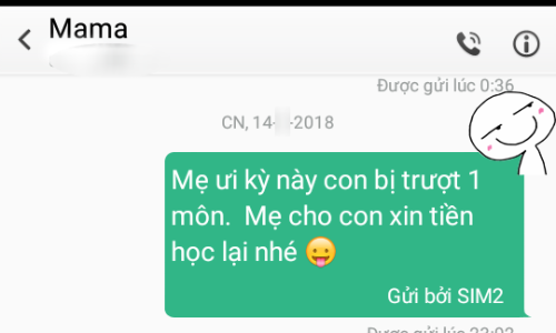 Nữ sinh "mặt dày" nhắn tin cho mẹ xin tiền học lại và cái kết "xanh rờn"