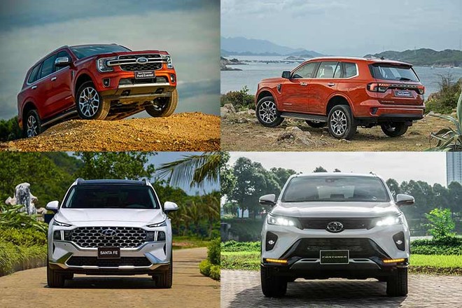 Mua SUV 7 chỗ, chọn Ford Everest, Toyota Fortuner hay Hyundai SantaFe?