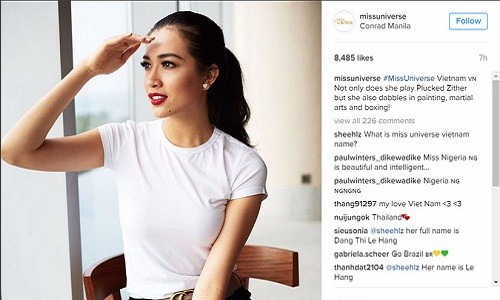 Á Hậu Lệ Hằng bất ngờ lọt top 20 bình chọn Miss Universe 2016