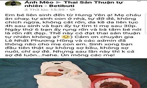 Bộ Y tế truy tìm bà mẹ cổ vũ sinh con “thuận tự nhiên”