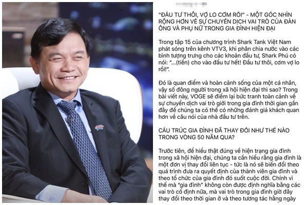 Shark Phú phát ngôn gì làm netizen bàn tán về "bình đẳng giới"?