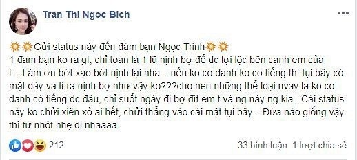 Chị gái bất ngờ đăng đàn chửi đám bạn Ngọc Trinh nịnh bợ