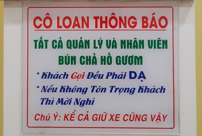 Quán bún chả viết nội quy "gắt": Khách gọi phải dạ thưa!