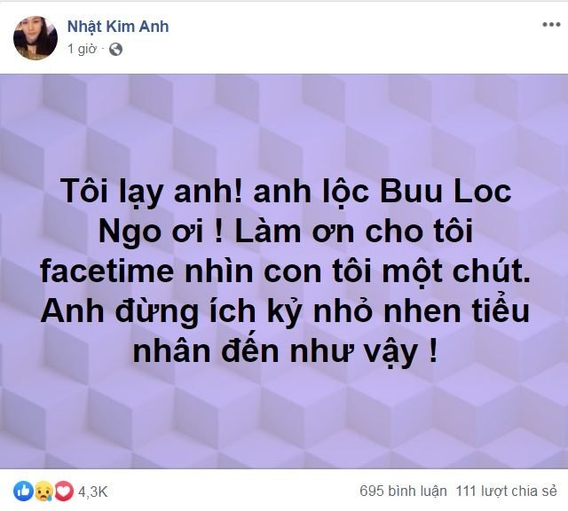 Nhật Kim Anh thảm thiết xin chồng cho được nhìn con… dẫu chỉ 1 phút