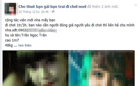 Thuê người yêu đi chơi Noel: Bạc triệu mỗi giờ