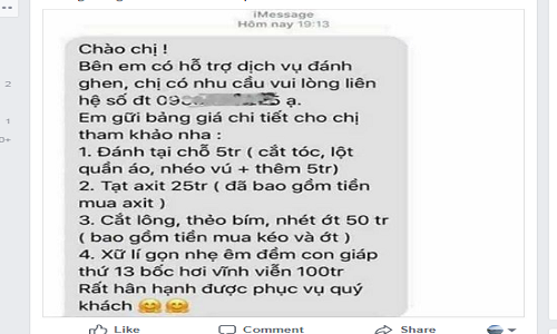 Nở rộ dịch vụ "đánh ghen thuê" trên Facebook khiến chị em xôn xao