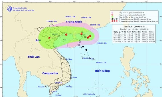 Bão số 4 đang tiến vào vịnh Bắc Bộ, gây mưa lớn miền Bắc