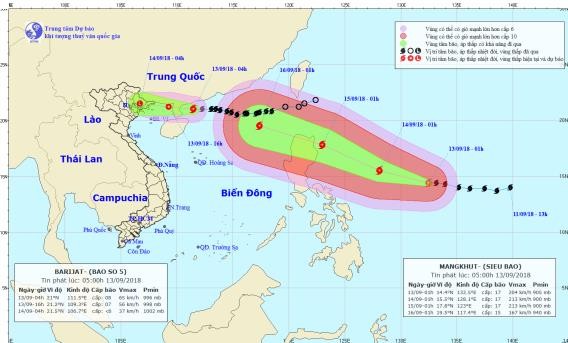 Tin khẩn: Bão số 5 đổ bộ chiều tối, mưa vừa, mưa to tại Đông Bắc Bộ