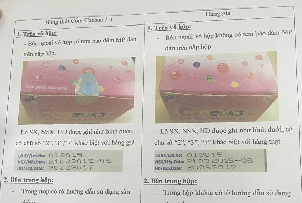 Cục ATTP cảnh báo cốm Cansua 3+ giả và cách phân biệt